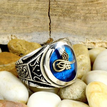 925K Sterling Silver Ottoman Tugra Men Ring