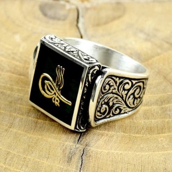 925K Sterling Silver Ottoman Tugra Men Ring