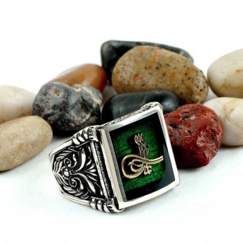 925K Sterling Silver Ottoman Tugra Men Ring