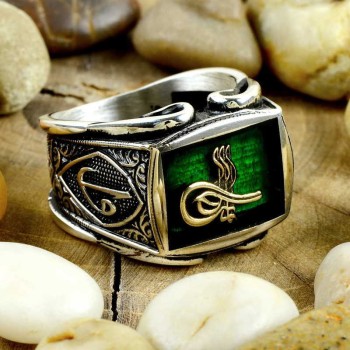 925K Sterling Silver Ottoman Tugra Men Ring