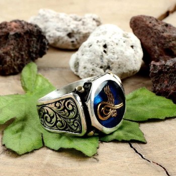 925K Sterling Silver Ottoman Tugra Men Ring