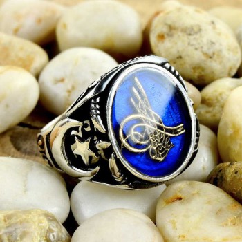 925K Sterling Silver Ottoman Tugra Men Ring