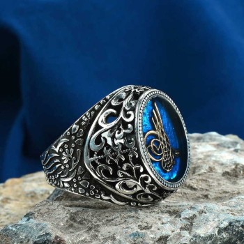 925K Sterling Silver Ottoman Tugra Men Ring