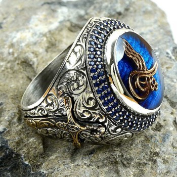 925K Sterling Silver Ottoman Tugra Men Ring