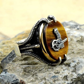 925K Sterling Silver Ottoman Tugra Men Ring