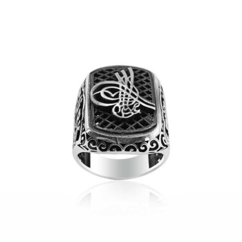 925K Sterling Silver Ottoman Tugra Men Ring