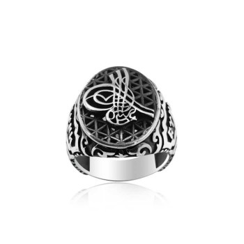 925K Sterling Silver Ottoman Tugra Men Ring