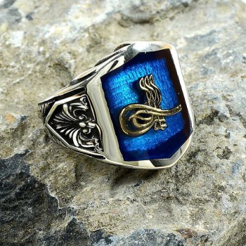 925K Sterling Silver Ottoman Tugra Men Ring