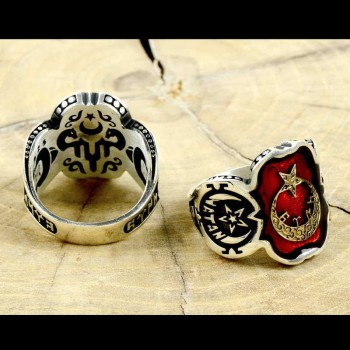 925K Sterling Silver Star And Crescent Men Ring