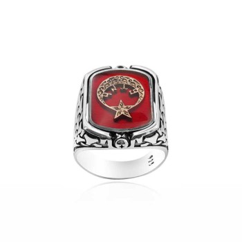 925K Sterling Silver Star And Crescent Men Ring