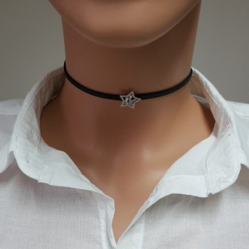 925K Sterling Silver Star Baguette Choker Necklace