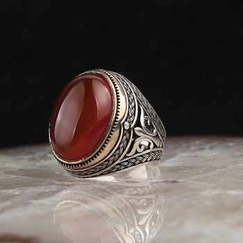 925 Sterling Silver Tiger Eye Stone Handmade Traditional Men Ring