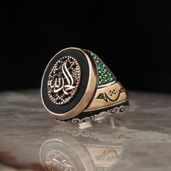 925 Sterling Silver Onyx Halleluiah  Written Personalized Men Ring