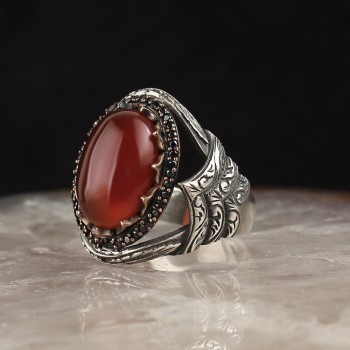 925 Sterling Silver Tiger Eye Stone Handmade Traditional Men Ring