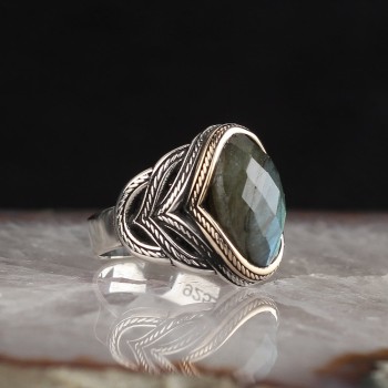 925 Sterling Silver Saphire Stone Handmade Men Ring