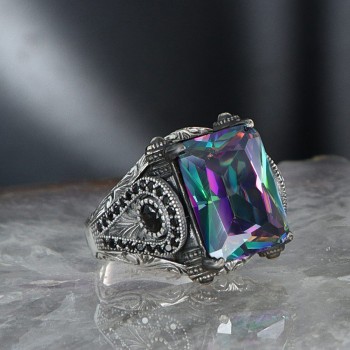 925 Sterling Silver Zultanite Stone Handmade Square Men Ring