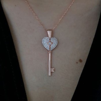 Rose Gold Plated 925K Silver Wings Heart Personalized Necklace