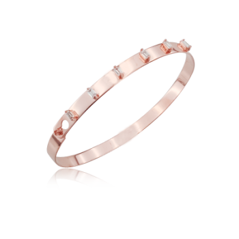 Rose Gold Plated 925K Silver Bangle Bracelet