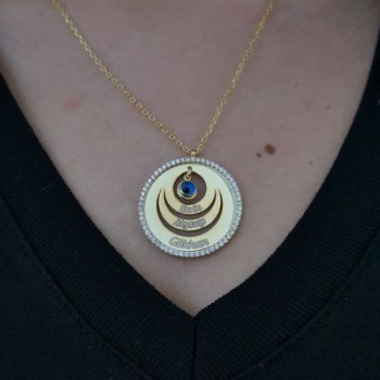 Rose Gold Plated 925K Silver ay star evil eye Personalized Necklace