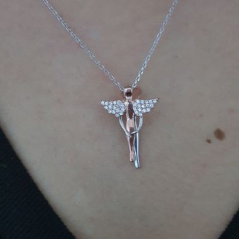 Rose Gold Plated 925K Silver Love Wing Personalized Necklace