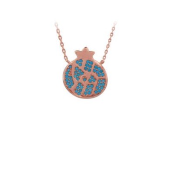 Rose Gold Plated 925K Sterling Pomegranate Charm Pendant Necklace